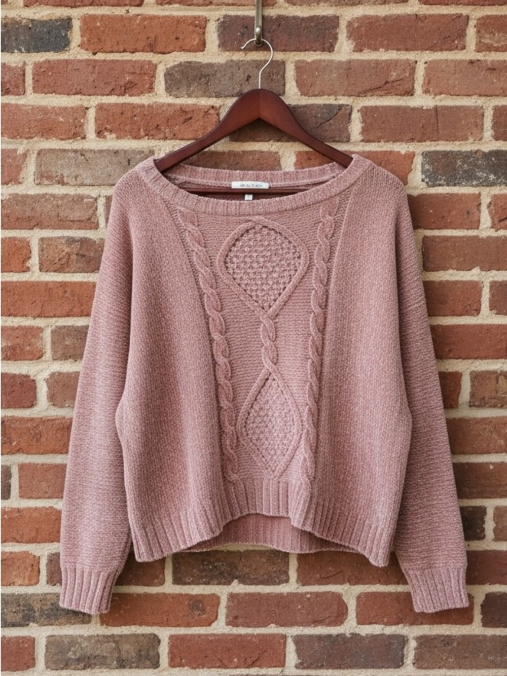 Yes Lola Oversized Slouchy Cable Knit Chenille Sweater - Size M